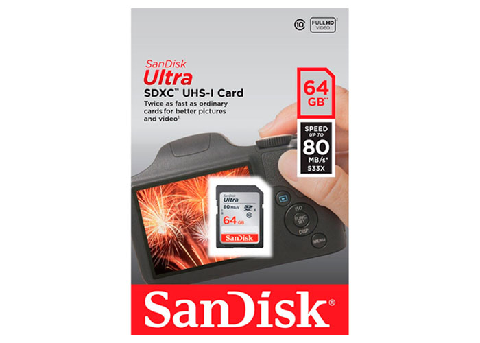 Memoria SD SanDisk Ultra 64GB 80MB/s
